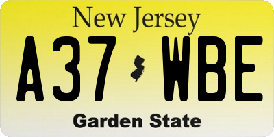 NJ license plate A37WBE