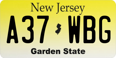 NJ license plate A37WBG