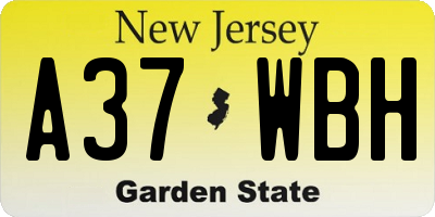 NJ license plate A37WBH