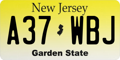 NJ license plate A37WBJ