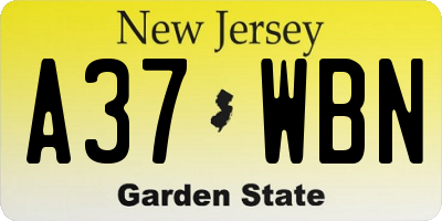 NJ license plate A37WBN