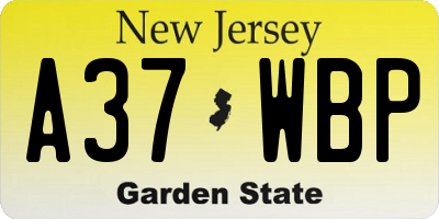 NJ license plate A37WBP