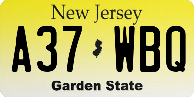 NJ license plate A37WBQ