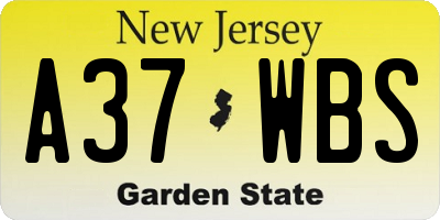 NJ license plate A37WBS