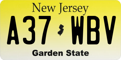 NJ license plate A37WBV