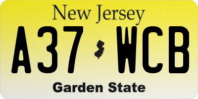 NJ license plate A37WCB