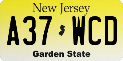 NJ license plate A37WCD