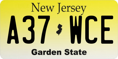 NJ license plate A37WCE