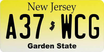 NJ license plate A37WCG