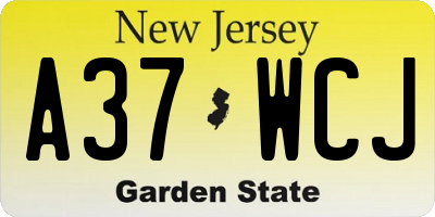 NJ license plate A37WCJ