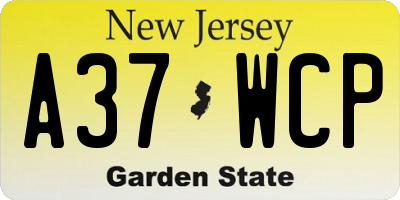 NJ license plate A37WCP