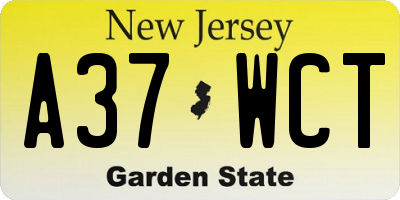 NJ license plate A37WCT