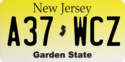 NJ license plate A37WCZ
