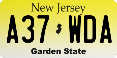 NJ license plate A37WDA