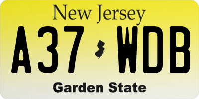 NJ license plate A37WDB
