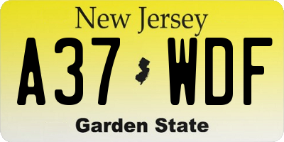 NJ license plate A37WDF
