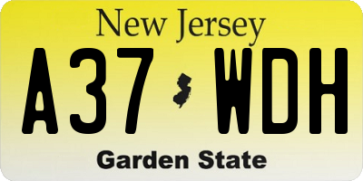 NJ license plate A37WDH