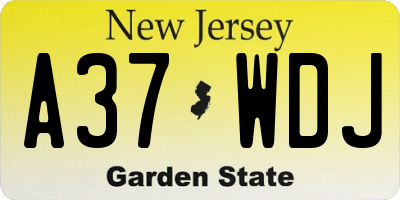 NJ license plate A37WDJ