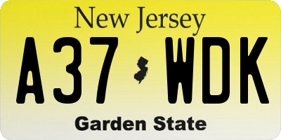 NJ license plate A37WDK