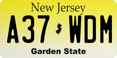 NJ license plate A37WDM