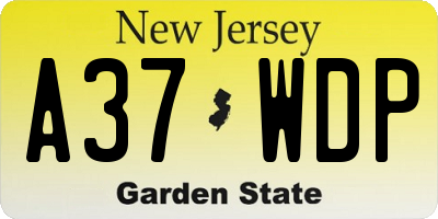 NJ license plate A37WDP