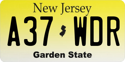 NJ license plate A37WDR