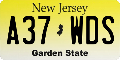 NJ license plate A37WDS