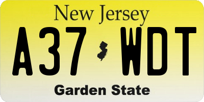 NJ license plate A37WDT