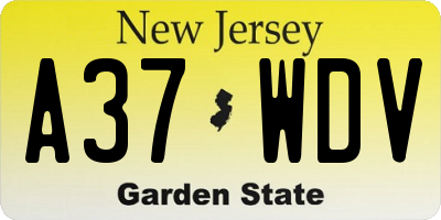 NJ license plate A37WDV