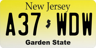 NJ license plate A37WDW