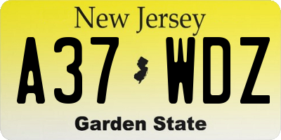 NJ license plate A37WDZ