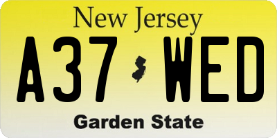 NJ license plate A37WED