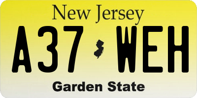 NJ license plate A37WEH