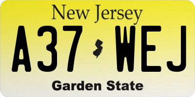 NJ license plate A37WEJ