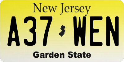 NJ license plate A37WEN