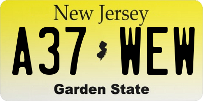 NJ license plate A37WEW