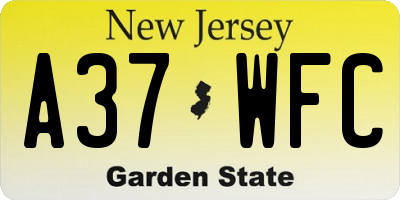 NJ license plate A37WFC