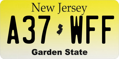 NJ license plate A37WFF