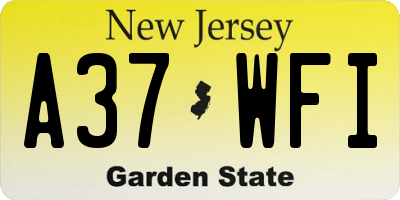 NJ license plate A37WFI