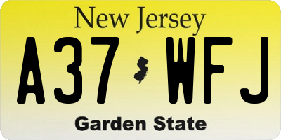 NJ license plate A37WFJ