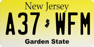 NJ license plate A37WFM