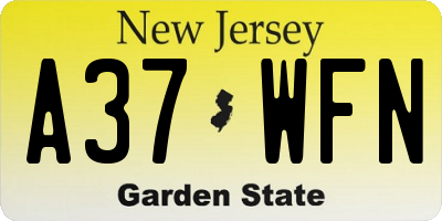 NJ license plate A37WFN