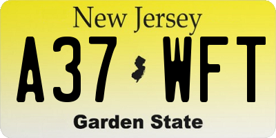 NJ license plate A37WFT