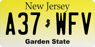 NJ license plate A37WFV