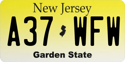 NJ license plate A37WFW