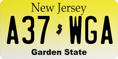 NJ license plate A37WGA