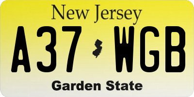 NJ license plate A37WGB