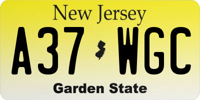 NJ license plate A37WGC