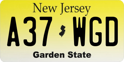 NJ license plate A37WGD