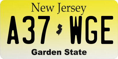NJ license plate A37WGE